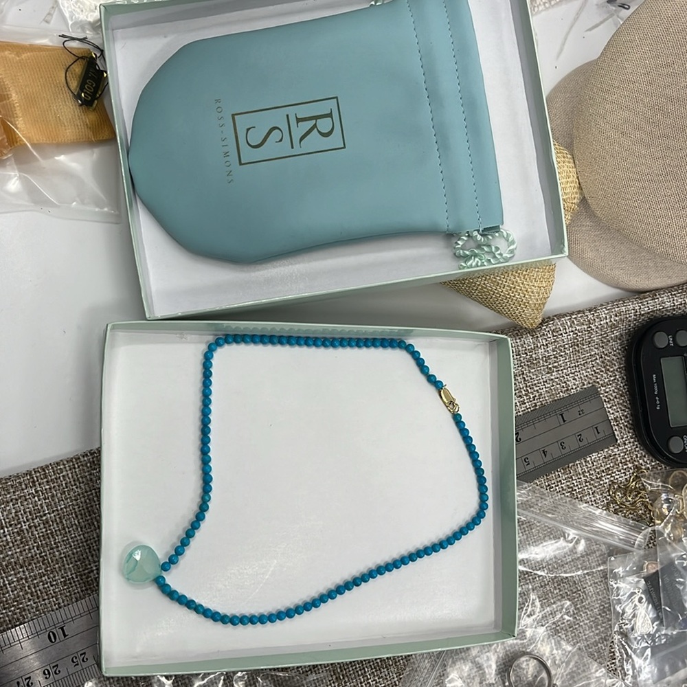 Vintage Ross Simons Necklace with Turquoise Beads & Freeform Pendant - Picture 5 of 8